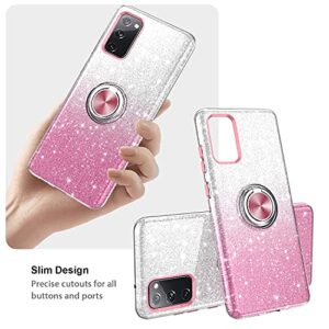 NCLcase Samsung Galaxy S20 FE 5G Case, Bling Sparkly Glitter Cute Phone Case for Women Girls with Kickstand,Slim Fit Drop Protection Shockproof Cover for Samsung Galaxy S20 FE 6.5 Inch - Pink