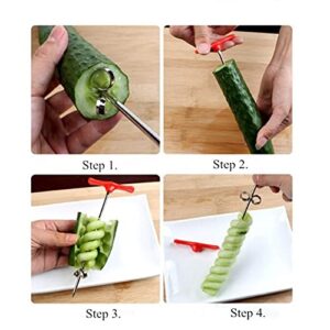 Fruits & Vegetables Spiral Twist Knife,Stainless Steel Spiral Twist Knife, Twist Shredder Ideal for Healthy Snacks, Chips, Parties