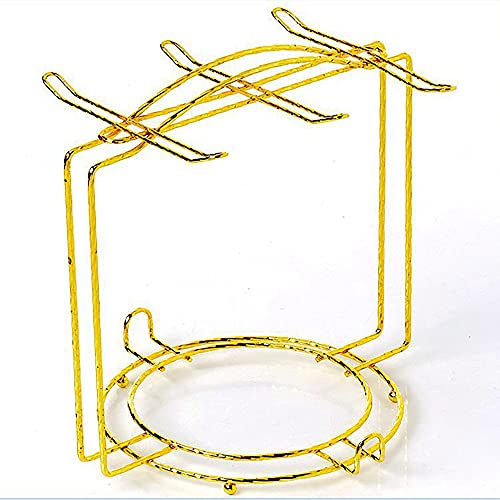 Jusalpha Gold Colored Teacup-Coffee Mug Holder Rack, Organizer for Kitchen, Teacup Display Stand for Counter (Gold, Capacity:6)