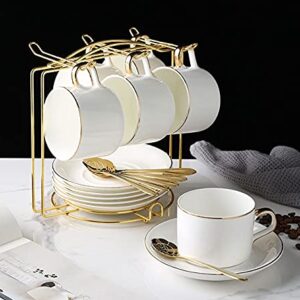 Jusalpha Gold Colored Teacup-Coffee Mug Holder Rack, Organizer for Kitchen, Teacup Display Stand for Counter (Gold, Capacity:6)