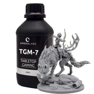 AmeraLabs TGM-7 3D Printing Resin for Tabletop Miniatures – Tough, High Resolution, Low Odor, Fast Curing on LCD MSLA UV 3D Printers, 1L (Grey)