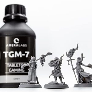 AmeraLabs TGM-7 3D Printing Resin for Tabletop Miniatures – Tough, High Resolution, Low Odor, Fast Curing on LCD MSLA UV 3D Printers, 1L (Grey)