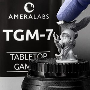 AmeraLabs TGM-7 3D Printing Resin for Tabletop Miniatures – Tough, High Resolution, Low Odor, Fast Curing on LCD MSLA UV 3D Printers, 1L (Grey)