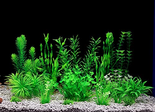 MyLifeUNIT Aquarium Plants, 20 Pack Artificial Fish Tank Plants for Aquarium Decorations (Green)