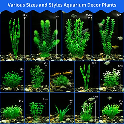 MyLifeUNIT Aquarium Plants, 20 Pack Artificial Fish Tank Plants for Aquarium Decorations (Green)