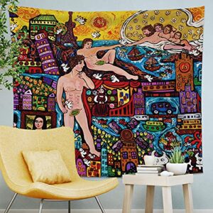beautiful europe painting tapestry wall hanging colorful european landmarks oil painting wall tapestry for bedroom home wall décor (51.2x59.1 inches, 130x150 cm)