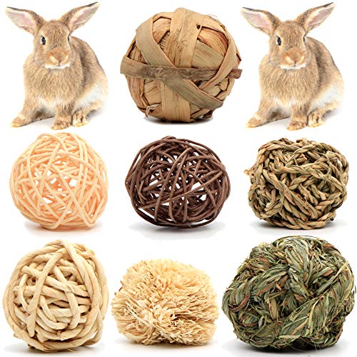 Youngever 7 Pack Small Animal Activity Toys, Assorted Rabbit Balls, Chewable Teething Activity Toys for Bunny, Rabbit, Hamster, Guinea Pig