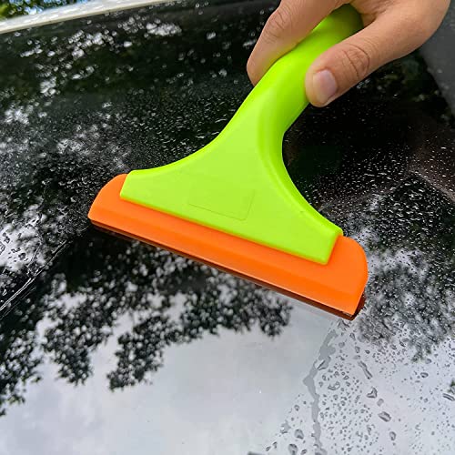 Super Flexible Silicone Squeegee, Auto Water Blade, Water Wiper, Shower Squeegee, 5.9'' Blade and 7.5'' Long Handle, for Car Windshield, Window, Mirror, Glass Door