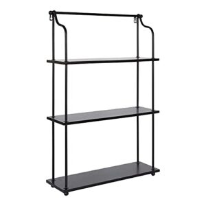 kate and laurel walters modern 3-tier hanging shelf, 21 x 32, black, decorating wall mounted storage shelf for wall