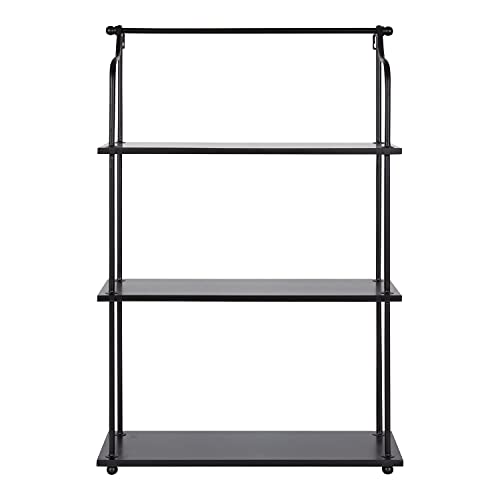 Kate and Laurel Walters Modern 3-Tier Hanging Shelf, 21 x 32, Black, Decorating Wall Mounted Storage Shelf for Wall