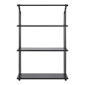 Kate and Laurel Walters Modern 3-Tier Hanging Shelf, 21 x 32, Black, Decorating Wall Mounted Storage Shelf for Wall