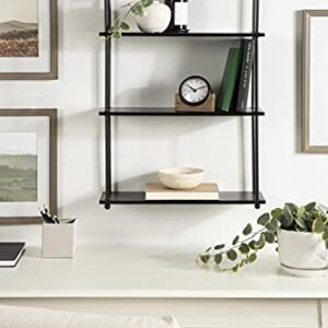 Kate and Laurel Walters Modern 3-Tier Hanging Shelf, 21 x 32, Black, Decorating Wall Mounted Storage Shelf for Wall