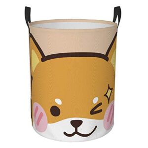 fehuew kawaii shiba inu cute dog collapsible laundry basket with handle waterproof fabric hamper laundry storage baskets organizer large bins for dirty clothes,toys,bathroom