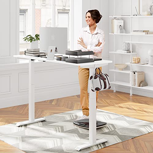 Meilocar Height Adjustable Electric Standing Desk, Sit Stand Computer Desk with Memory Controller, Home Office Workstation Stand up Desk with Splice Board, 48" x 24" Tabletop (White Top + White Frame)