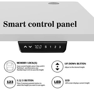 Meilocar Height Adjustable Electric Standing Desk, Sit Stand Computer Desk with Memory Controller, Home Office Workstation Stand up Desk with Splice Board, 48" x 24" Tabletop (White Top + White Frame)