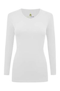 natural uniforms women's long sleeve v-neck t-shirt under scrub (white, medium)