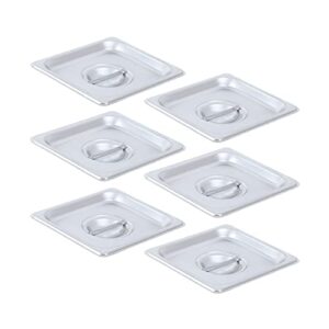 hoccot 6-pack 1/6 size stainless steel steam table lid solid hotel pan cover buffet pan lids roasting pans cover with handle lid for steam food pan