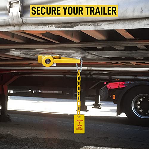 Heavy-Duty - King Pin Lock | Strong Tough Steel | Fifth Wheel Trailer Lock | Anti-Theft for RVs, Trailers, etc | with Bright Caution Tag Deterrent and Air Freshener