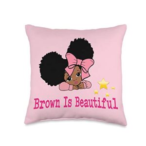 designsbykelley inspirational gifts empowerment cute black girls accessories decor bedroom throw pillow, 16x16, multicolor