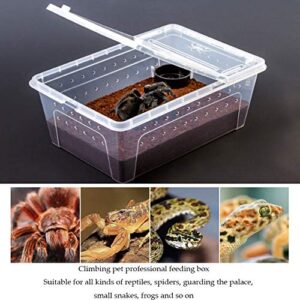 2 PCS Reptile Small Snake Feeding Box Lizard Tarantula Habitat Cage Hatching Container Transparent Portable Plastic Mini Pet Houses for Scorpion Spider Frog