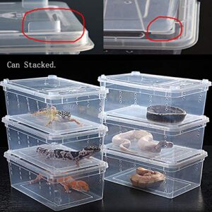 2 PCS Reptile Small Snake Feeding Box Lizard Tarantula Habitat Cage Hatching Container Transparent Portable Plastic Mini Pet Houses for Scorpion Spider Frog