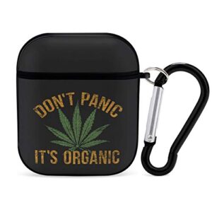 don't panic it's organic weed airpods case cover for apple airpods 2&1 cute airpod case for boys girls silicone protective skin airpods accessories with keychain