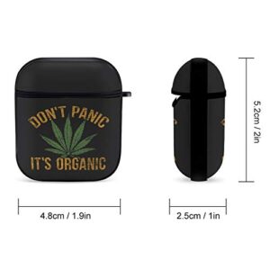 Don't Panic It's Organic Weed Airpods Case Cover for Apple AirPods 2&1 Cute Airpod Case for Boys Girls Silicone Protective Skin Airpods Accessories with Keychain