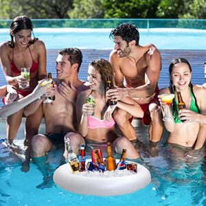 Outdoorwares inflatable Serving bar buffet - With Drain New INNOVATIVE VALVE For EASY Inflation/Deflation By Food & Drink Holder For Pool Picnics, Barbeques & Parties – 24" x 24" x 4" -2 Pack