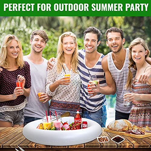 Outdoorwares inflatable Serving bar buffet - With Drain New INNOVATIVE VALVE For EASY Inflation/Deflation By Food & Drink Holder For Pool Picnics, Barbeques & Parties – 24" x 24" x 4" -2 Pack