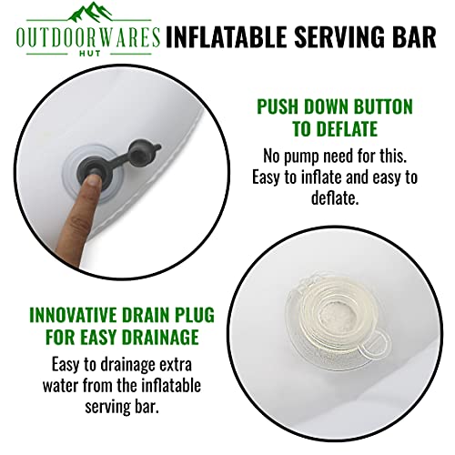 Outdoorwares inflatable Serving bar buffet - With Drain New INNOVATIVE VALVE For EASY Inflation/Deflation By Food & Drink Holder For Pool Picnics, Barbeques & Parties – 24" x 24" x 4" -2 Pack