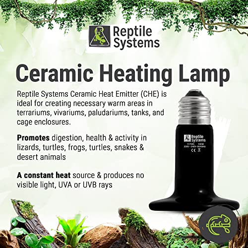 Reptile Systems Ceramic Heat Emitter (Che), 100W – Reptile, Amphibian, Mammal & Baby Chick: Heat Basking for Terrariums, Vivariums, Paludariums, Enclosures & Cages
