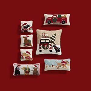 Mud Pie Hooked Christmas Pillow, 1 Count (Pack of 1), Multi