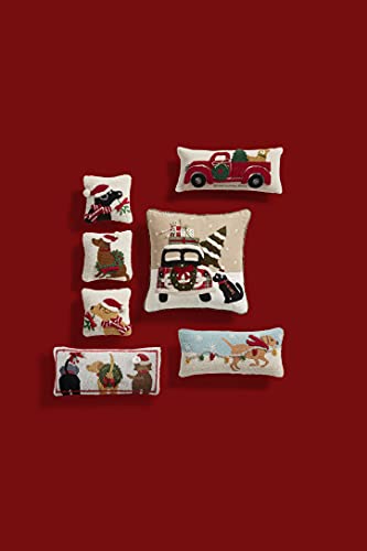 Mud Pie Hooked Christmas Pillow, 1 Count (Pack of 1), Multi