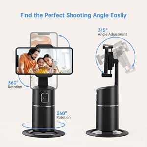 Auto Face Tracking Tripod, No App Required, 360° Rotation Face Body Phone Camera Mount Smart Shooting Phone Tracking Holder for Live Vlog Streaming Video, Rechargeable Battery-Black