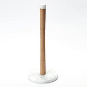 jalz jalz paper towel holder countertop marble base and acacia wood stand,13.3'' kitchen paper towel roll holder stand