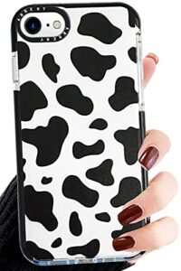 abbery designed for iphone 6/6s/7/8/se 2020/se 2022 case cow, cute clear with cow print pattern design soft silicone tpu sturdy shockproof protective woman girls aesthetic phone case cover