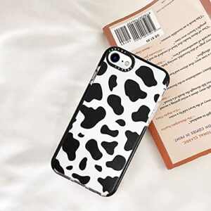 Abbery Designed for iPhone 6/6S/7/8/SE 2020/SE 2022 Case Cow, Cute Clear with Cow Print Pattern Design Soft Silicone TPU Sturdy Shockproof Protective Woman Girls Aesthetic Phone Case Cover