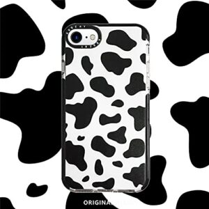 Abbery Designed for iPhone 6/6S/7/8/SE 2020/SE 2022 Case Cow, Cute Clear with Cow Print Pattern Design Soft Silicone TPU Sturdy Shockproof Protective Woman Girls Aesthetic Phone Case Cover