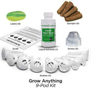 AeroGarden Liquid Nutrients (1 Liter) & Grow Anything Seed Pod Kit, 9