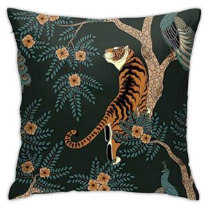 antvinoler pillow cover,tiger and peacock (1) throw pillow case modern cushion cover square pillowcase decoration for sofa bed chair car 18 x 18 inch