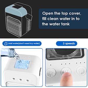 LEPOWERP Personal Air Cooler, AC 200A USB Air Conditioner Fan with 3 Speed, Mini Air Conditioner Desk Fan with Handle for Small RoomOfficeDormBedroom