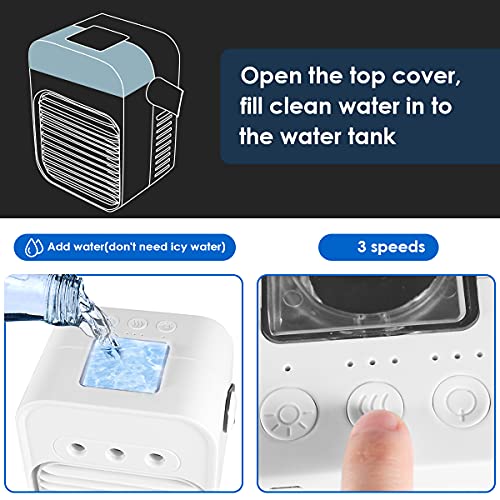 LEPOWERP Personal Air Cooler, AC 200A USB Air Conditioner Fan with 3 Speed, Mini Air Conditioner Desk Fan with Handle for Small RoomOfficeDormBedroom