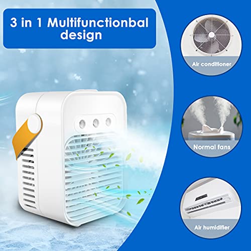 LEPOWERP Personal Air Cooler, AC 200A USB Air Conditioner Fan with 3 Speed, Mini Air Conditioner Desk Fan with Handle for Small RoomOfficeDormBedroom