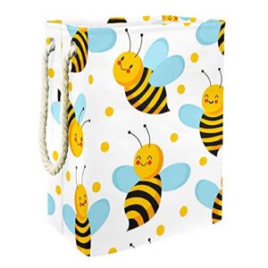 Cute Cartoon Funny Bee Laundry Basket Collapsible Rectangular Organizer Hamper For Unisex Adult, Teen Girls, Boys, Waterproof Storage Bins Kids Room