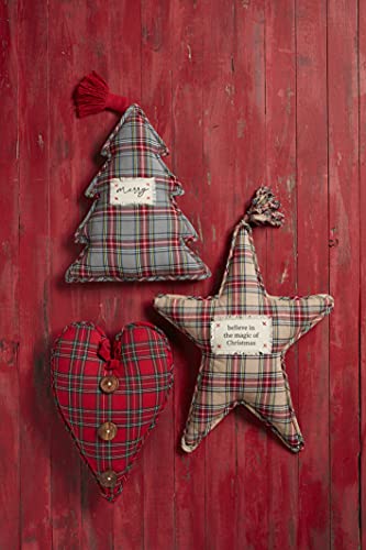 Mud Pie Christmas Tartan Pillow, Gray Tree