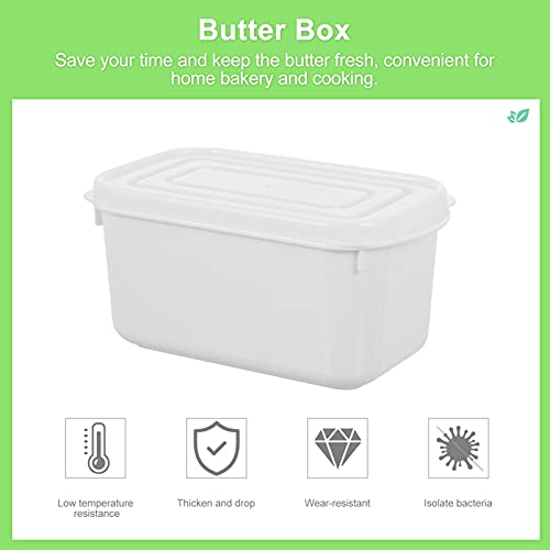 Hemoton 2pcs Plastic Butter Dish with Lid 700ml Butter Keeper Box Fridge Crisper Airtight Container for Home Restaurant Kitchen