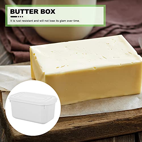 Hemoton 2pcs Plastic Butter Dish with Lid 700ml Butter Keeper Box Fridge Crisper Airtight Container for Home Restaurant Kitchen