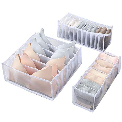 GBXPQEC Houseware Underwear Organizer Foldable Underwear Storage Divider Boxes Underwear Storage Bag For Store Socks, Underwear, Ties (White)