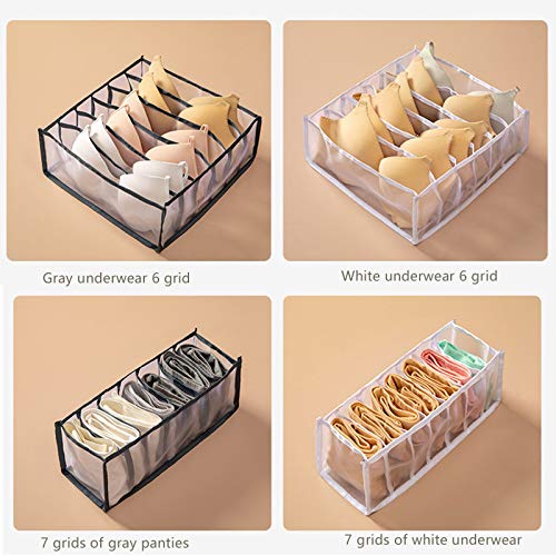 GBXPQEC Houseware Underwear Organizer Foldable Underwear Storage Divider Boxes Underwear Storage Bag For Store Socks, Underwear, Ties (White)