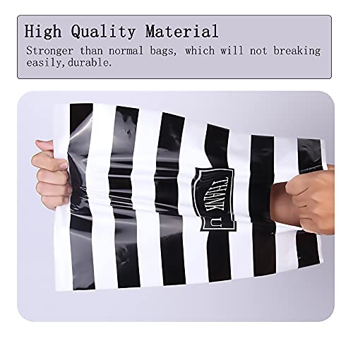 Thank You Merchandise Bags,Daarcin 100pcs 12x16in Shopping Bag,Black and White Stripes Die Cut Plastic Bags with Handle for Boutique,Party,Goodie Bags,Stores,Clothes, Reusable Retail Bags for Bussiness